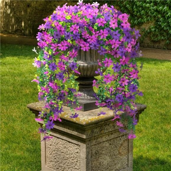 Artificial Hanging Flowers for Outdoor,2 PCS Faux Silk Flower Daisy Long Vines - Picture 7 of 8